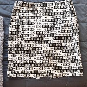 Banana Republic Black and White Floral-Grid Pencil Skirt